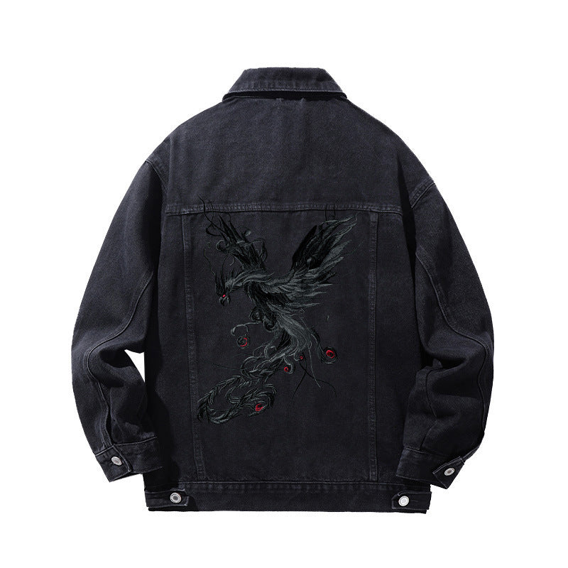 Autumn Chinese Style Phoenix Embroidery Polo Collar Jacket