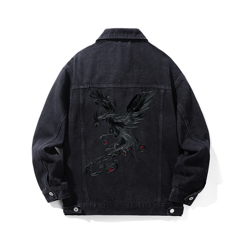 Autumn Chinese Style Phoenix Embroidery Polo Collar Jacket