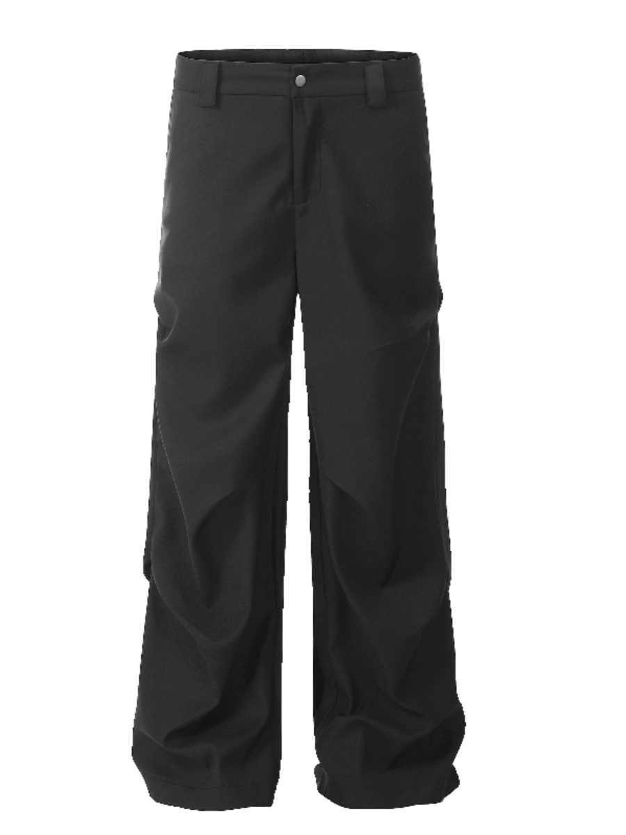 Casual Pleated Suit Pants Men's Loose Straight Trousers